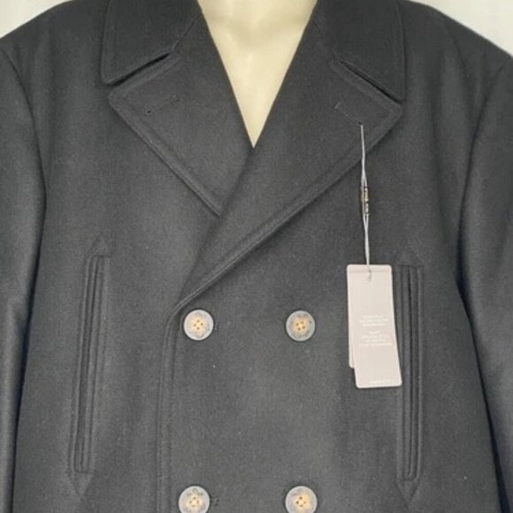 NEW MICHAEL KORS Mens Coat Black Size 48L Double Breasted Overcoat Wool Blend - Picture 10 of 12